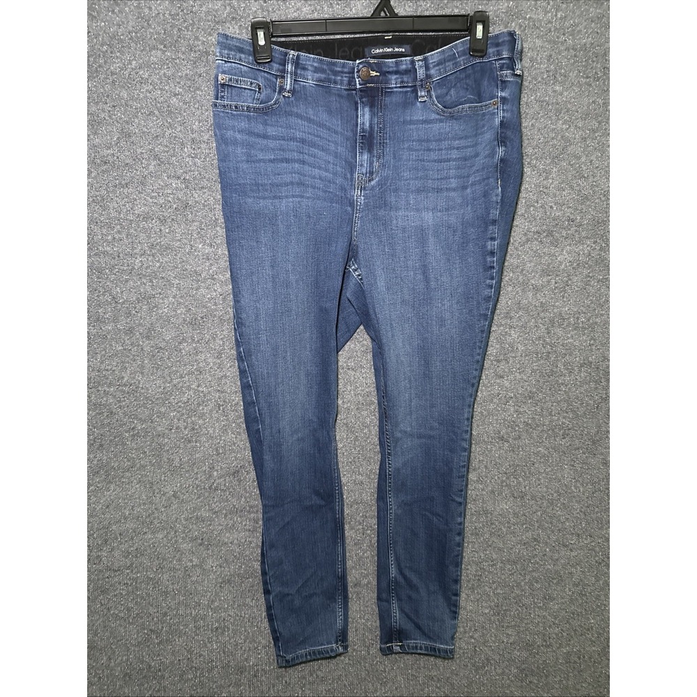 Calvin Klein Jeans Jeans Womens 16W Blue Dark Wash Mid Rise Skinny Stretch Denim